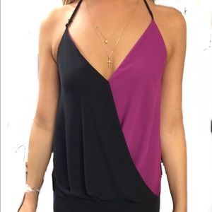 Aqua black and purple halter
